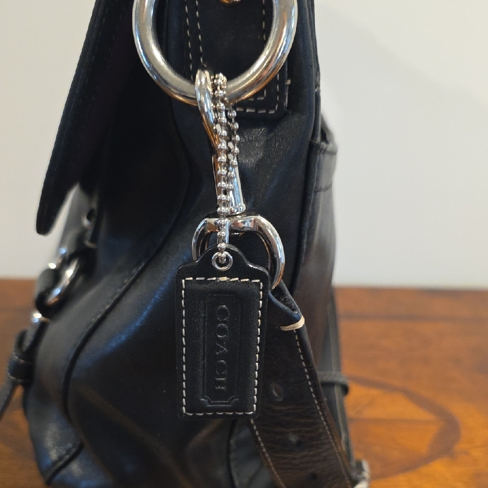 Coach Black Leather Flap Crossbody with Silver Hardware - Picture 4 of 11